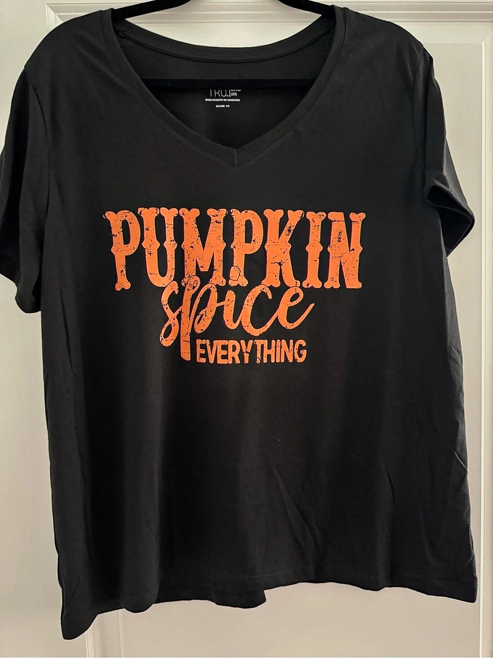 Pumpkin Spice Graphic Black V-Neck Tee